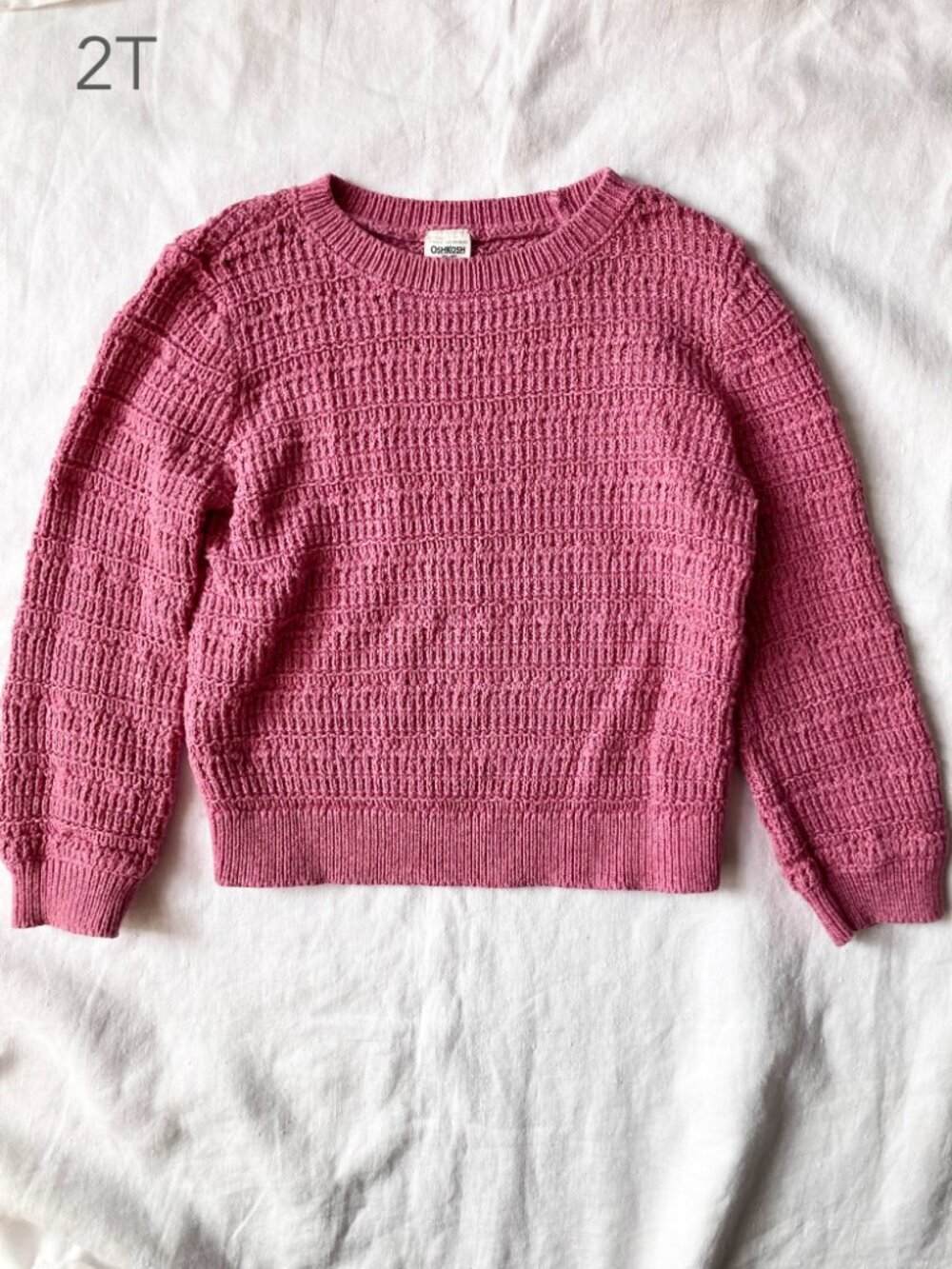 🪴5/$30 OshKosh 2T Toddler Girl Pink Cotton Knit Sweater Spring